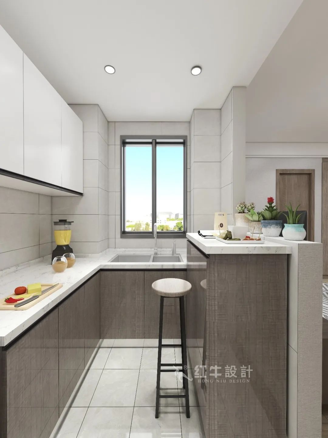 劉萍萍_花崗鴻福城132㎡現(xiàn)代簡約風(fēng)格_兩套小戶型打通變大宅，中西雙廚房+衣帽間打造品質(zhì)生活！08開放式廚房