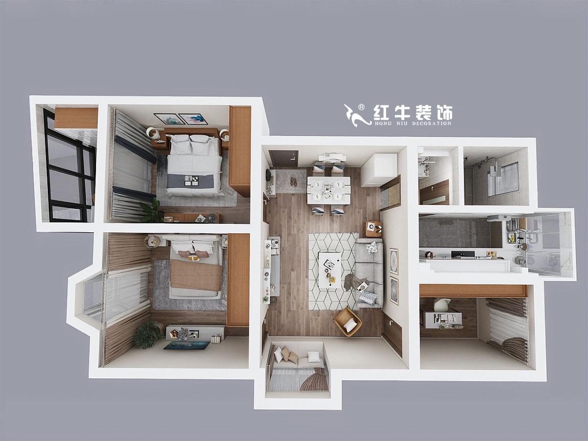 蔣琛_良辰美景14-2-401-90㎡-現(xiàn)代簡(jiǎn)約風(fēng)格_鳥瞰圖