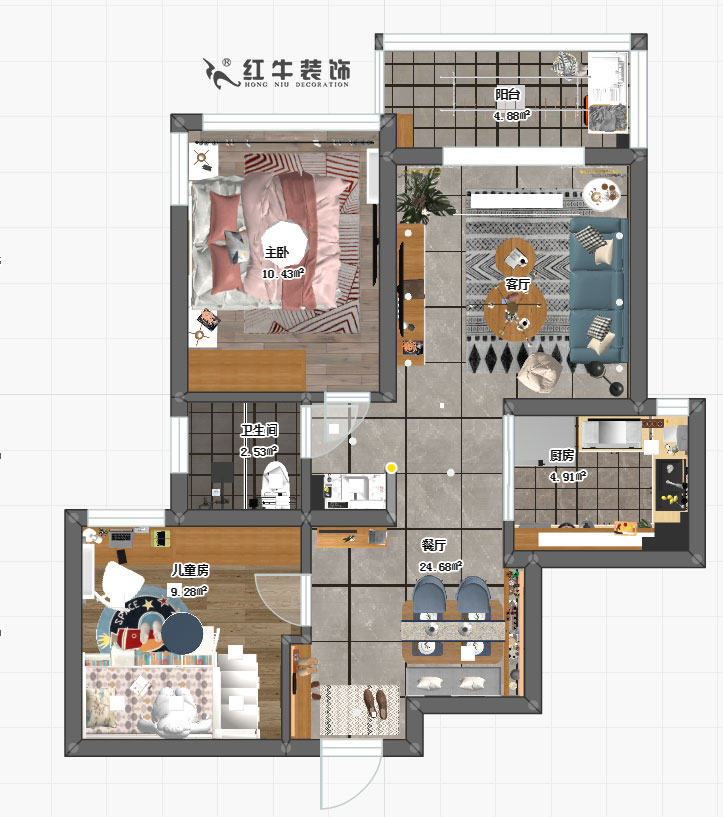 顧娟_啟迪方洲明園6-2502-77㎡-簡約北歐風(fēng)格_平面圖