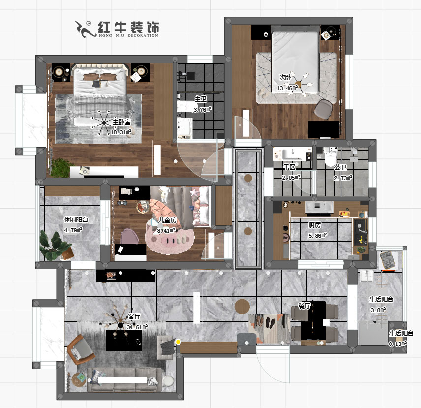 吳波_山水方舟21-404-124㎡-現代風格00彩平圖