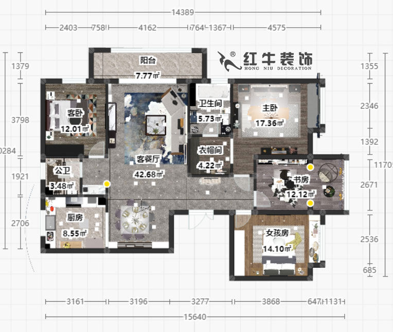 顧娟_新亭蘭苑1-604-148㎡-現(xiàn)代風格_4室2廳2衛(wèi)（老房裝修）_定制家￥165000_全包21萬00彩平圖