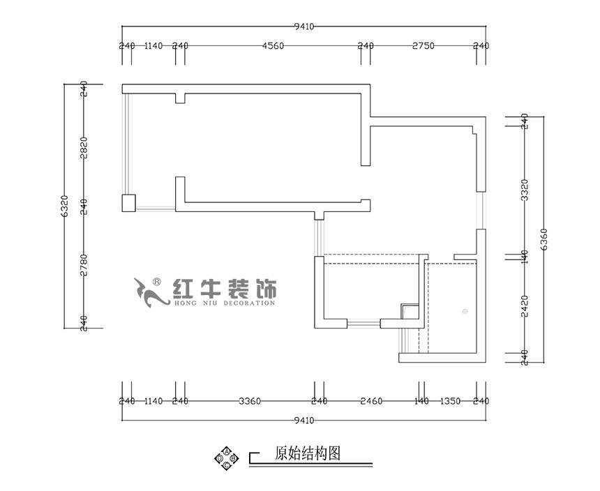 張智猿_銀龍四期11棟2-706-42㎡-現(xiàn)代簡(jiǎn)約風(fēng)格_1室1廳1衛(wèi)（老房裝修）_定制家￥79453_全包8萬(wàn)00_01原始結(jié)構(gòu)圖