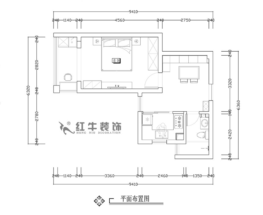 張智猿_銀龍四期11棟2-706-42㎡-現(xiàn)代簡(jiǎn)約風(fēng)格_1室1廳1衛(wèi)（老房裝修）_定制家￥79453_全包8萬(wàn)00_02平面布置圖