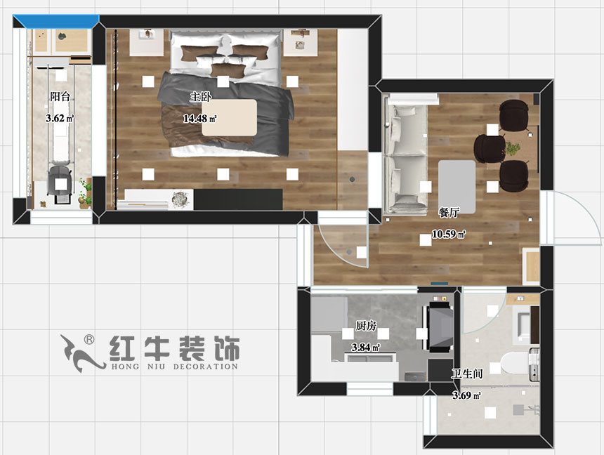 張智猿_銀龍四期11棟2-706-42㎡-現(xiàn)代簡(jiǎn)約風(fēng)格_1室1廳1衛(wèi)（老房裝修）_定制家￥79453_全包8萬(wàn)00_03彩平圖