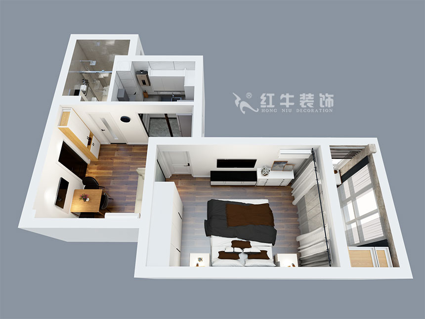 張智猿_銀龍四期11棟2-706-42㎡-現(xiàn)代簡(jiǎn)約風(fēng)格_1室1廳1衛(wèi)（老房裝修）_定制家￥79453_全包8萬(wàn)00_04鳥瞰圖