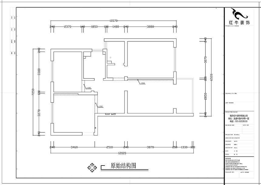 張智猿｜盛和家園南區(qū)6-1-1301-80㎡-現代簡約風格｜3室2廳1衛(wèi)｜老房裝修｜定制家￥106397｜全包11萬｜00_01原始結構圖