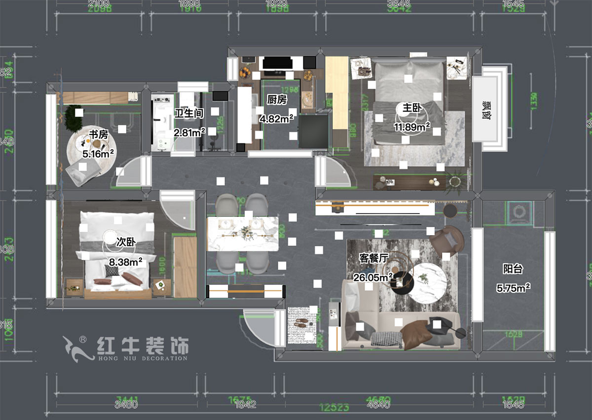 顧娟｜花雨南庭4-1-201-79㎡-現(xiàn)代風(fēng)格｜3室2廳1衛(wèi)｜老房裝修｜定制家￥80200｜全包12萬(wàn)｜00_03彩平圖