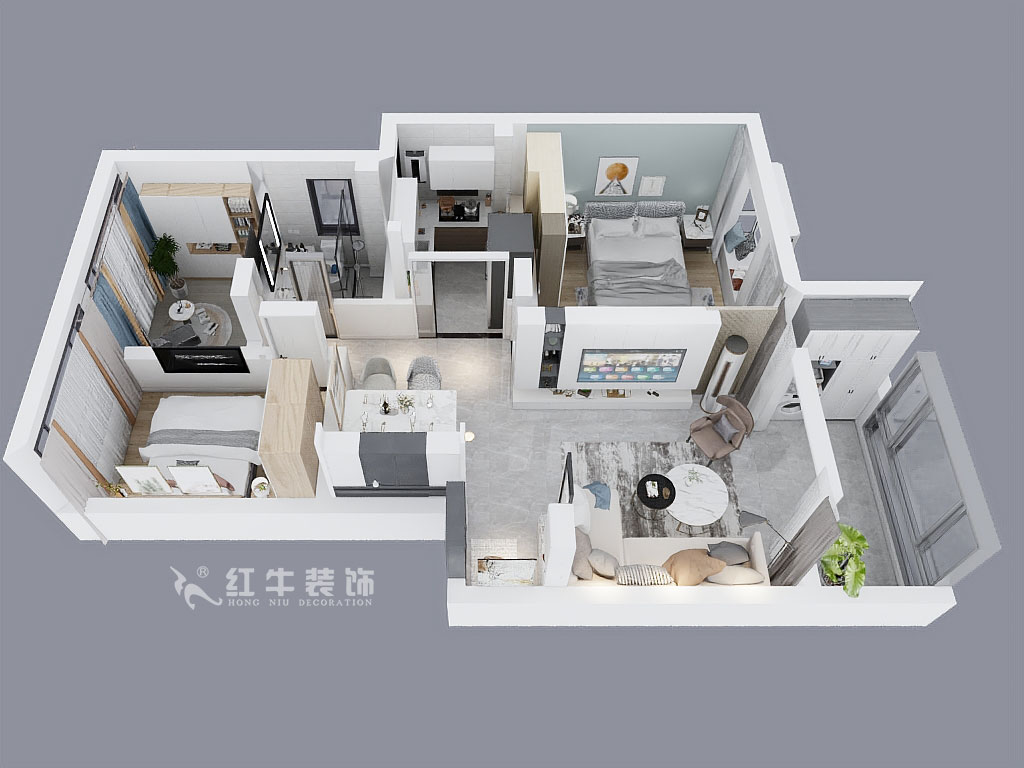 顧娟｜花雨南庭4-1-201-79㎡-現(xiàn)代風(fēng)格｜3室2廳1衛(wèi)｜老房裝修｜定制家￥80200｜全包12萬(wàn)｜00_04鳥(niǎo)瞰圖