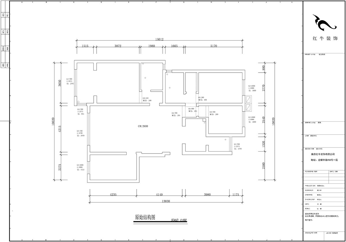 【實(shí)景案例】蔣?。辖饢|郡2-302-135㎡-現(xiàn)代風(fēng)格｜4室2廳2衛(wèi)｜定制家￥190562｜全包23萬(wàn)｜00_01原始結(jié)構(gòu)圖