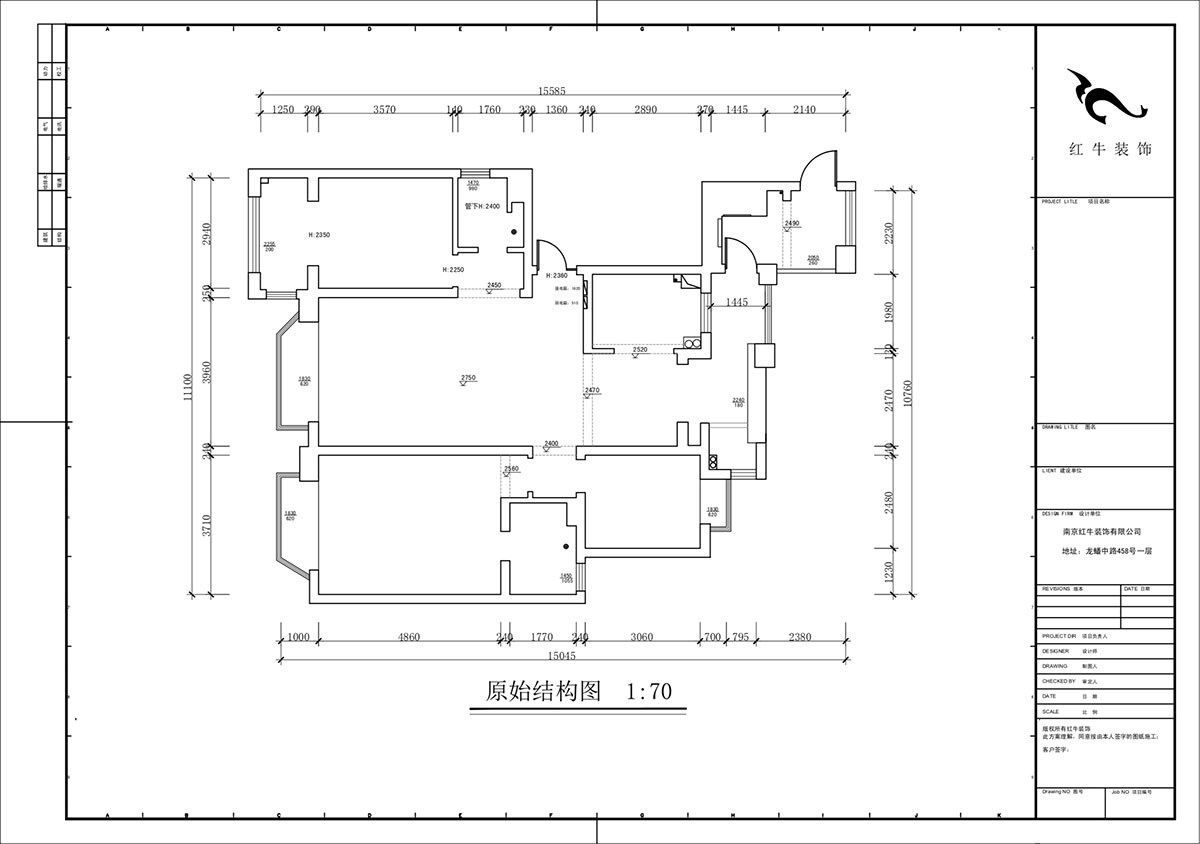 蔣?。鸪?1-3-2206-140㎡-法式奶油風(fēng)格｜3室2廳2衛(wèi)｜新房裝修｜定制家｜全包23萬｜00_01原始結(jié)構(gòu)圖