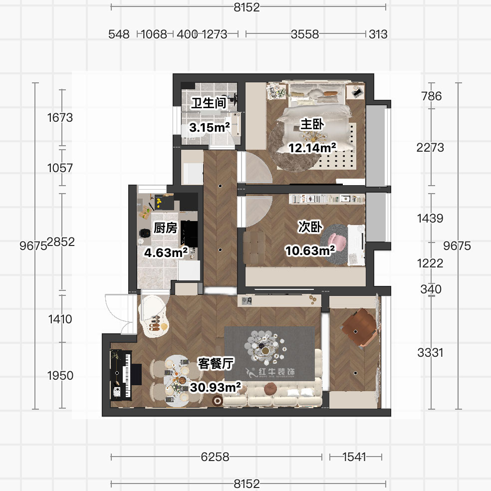 顧娟｜北外灘水城16街區(qū)11-903-80㎡-簡歐風格｜2室2廳1衛(wèi)｜新房裝修｜定制家｜全包12