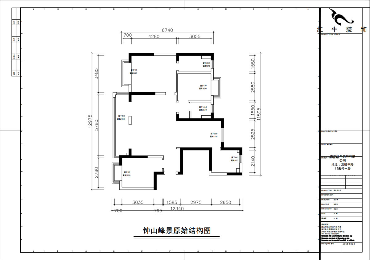 朱彥｜鐘山峰景5-1102-128㎡-現(xiàn)代簡(jiǎn)約風(fēng)格｜3室2廳2衛(wèi)｜精裝修改造｜定制家｜全包14萬｜00_01原始結(jié)構(gòu)圖