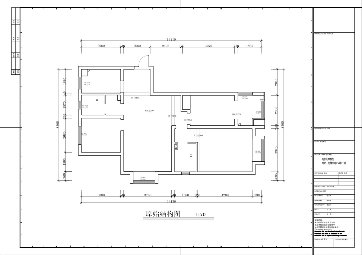 蔣琛｜金域國際10-2004-105㎡-現(xiàn)代簡約風(fēng)格｜3室1廳1衛(wèi)｜毛坯裝修｜定制家｜全包12萬｜00_01原始結(jié)構(gòu)圖