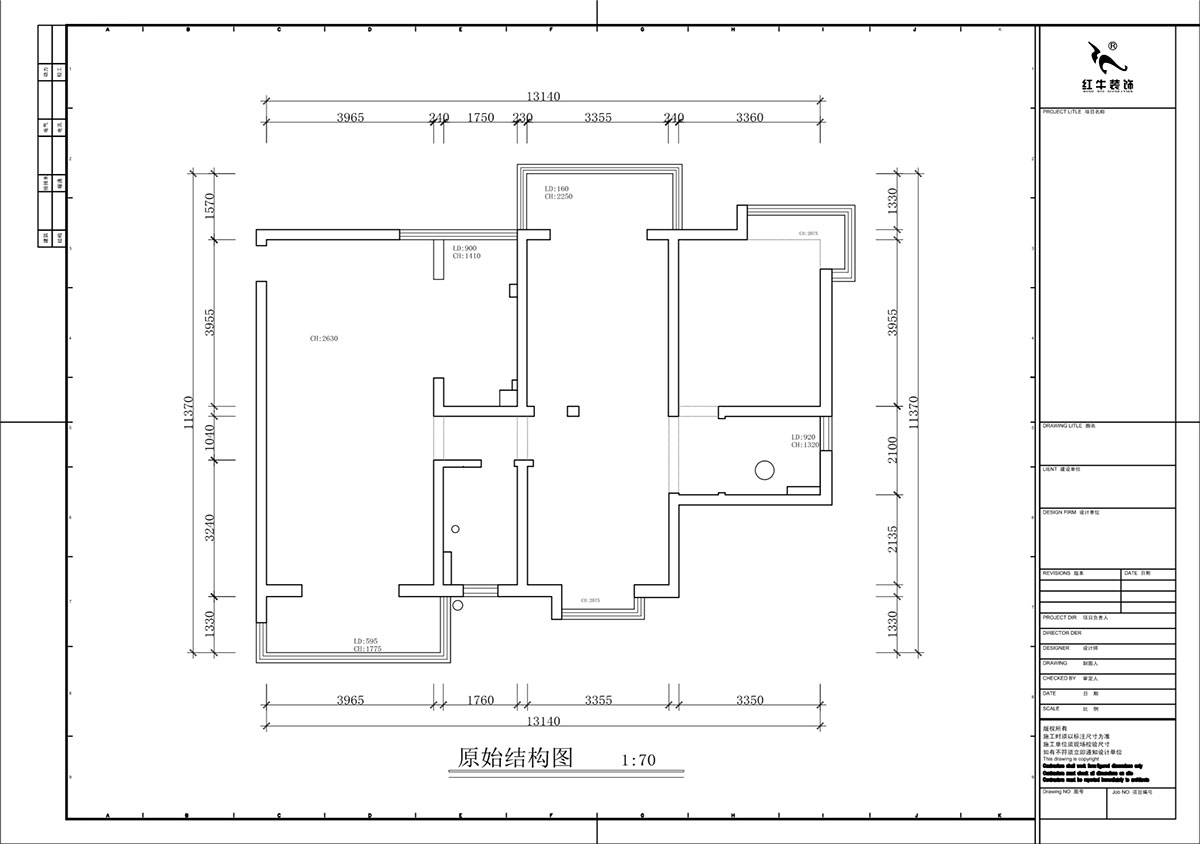 蔣琛｜蔚藍(lán)星座1-804-130㎡-現(xiàn)代簡(jiǎn)約風(fēng)格｜3室2廳2衛(wèi)｜老房裝修｜定制家｜全包19萬(wàn)｜00_01原始結(jié)構(gòu)圖